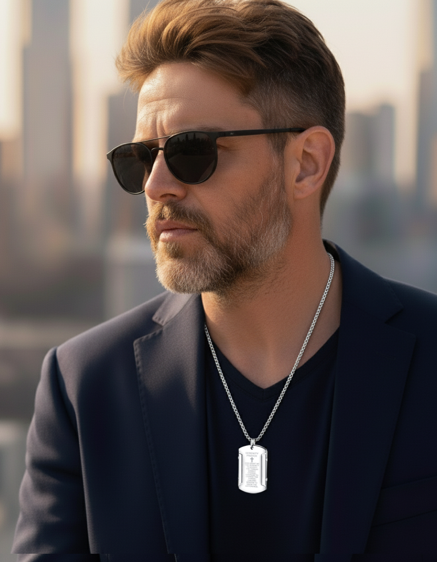 Silver Engraved Tag Necklace
