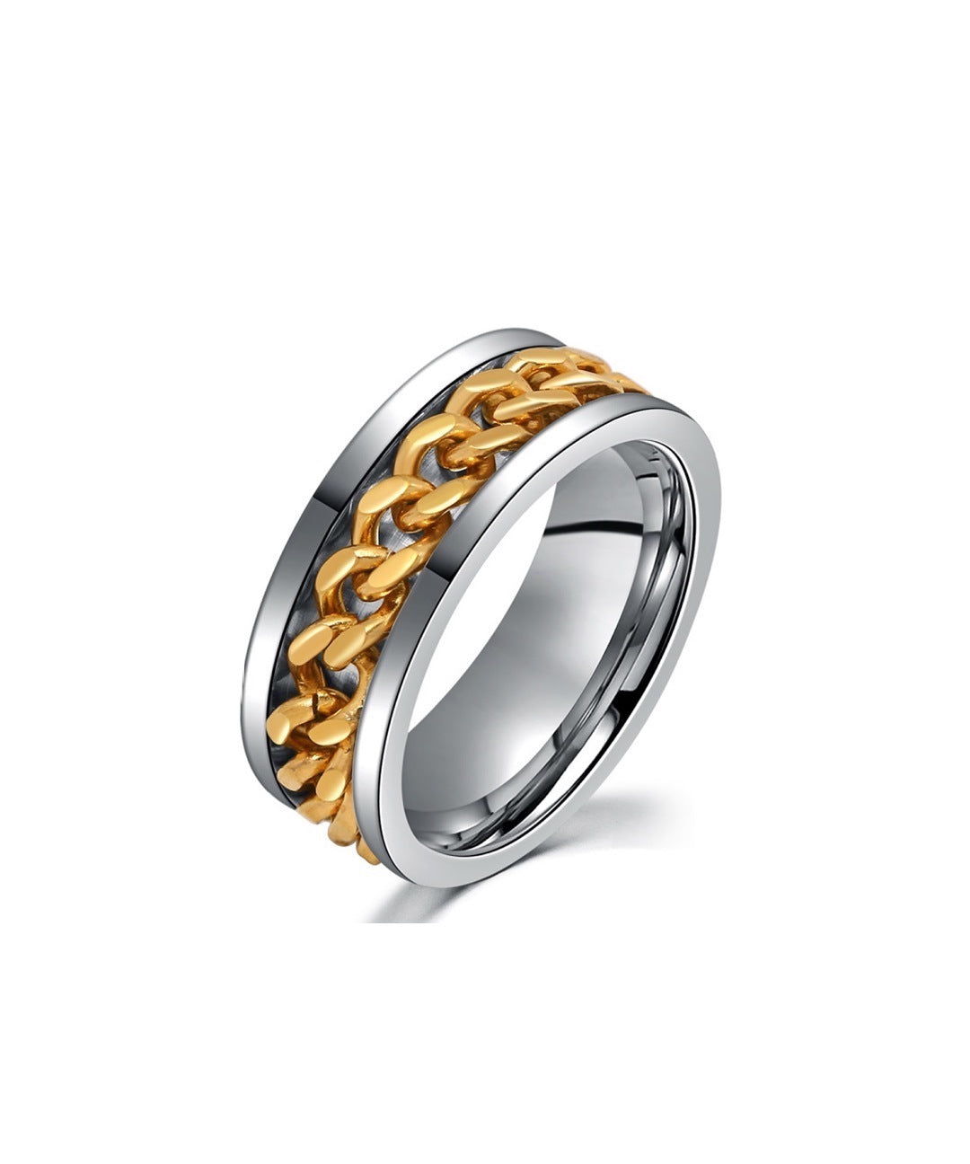 18k Gold Two Tone Chain Band Ring