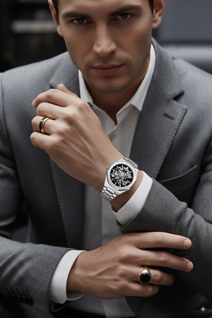 Black Automatic Stainless Steel Wrist Watch