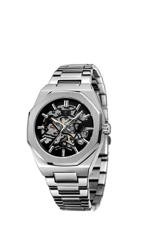 Black Automatic Stainless Steel Wrist Watch