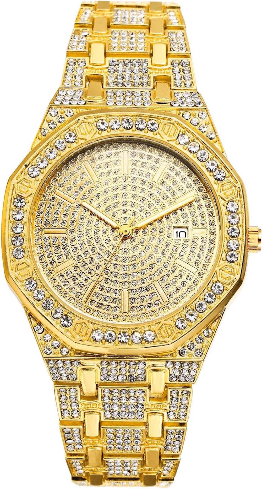 18K Gold Geometric Shape Cz Watch