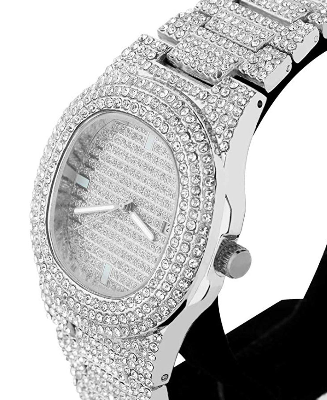 18k Gold Cz Quartz Cushion-Shape Wrist Watch