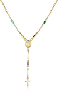 18K Gold Multi Color Religious Necklace