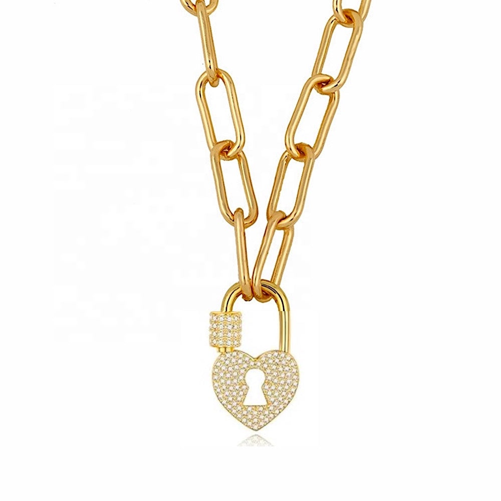 18K Gold Love Lock Charm Necklace - Liv Oliver