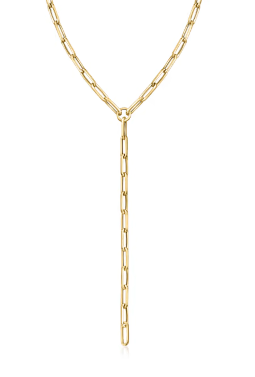 18k Gold Modern Lariat Necklace