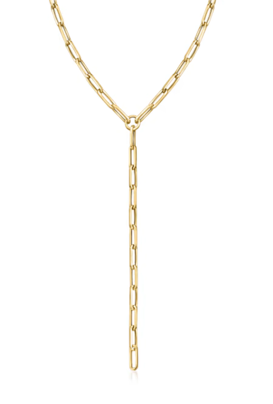 18k Gold Modern Lariat Necklace - Liv Oliver