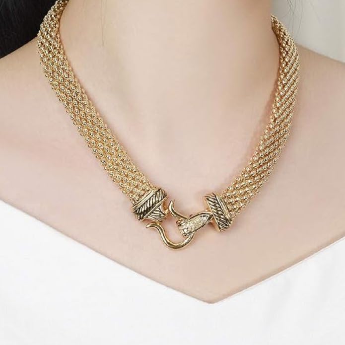 18k Gold Mesh Embellished Necklace