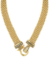 18k Gold Mesh Embellished Necklace