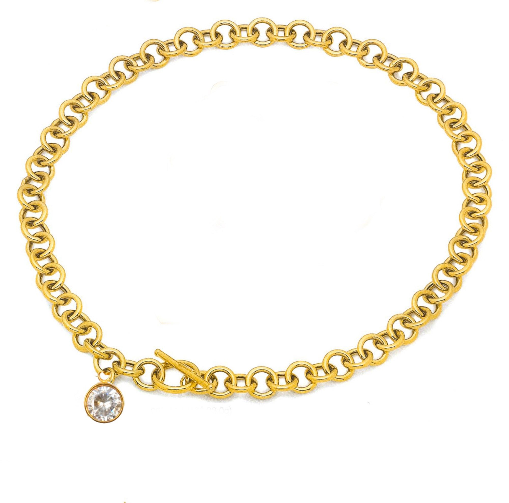 18k Gold Plated Chunky Crystal Charm Necklace