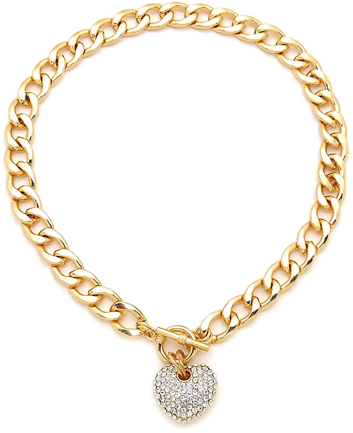 18K Gold Heart Charm Embellished Necklace