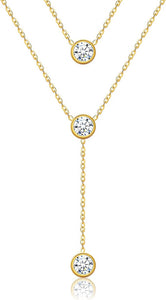 18k Gold Plated Cz Double Layer Necklace