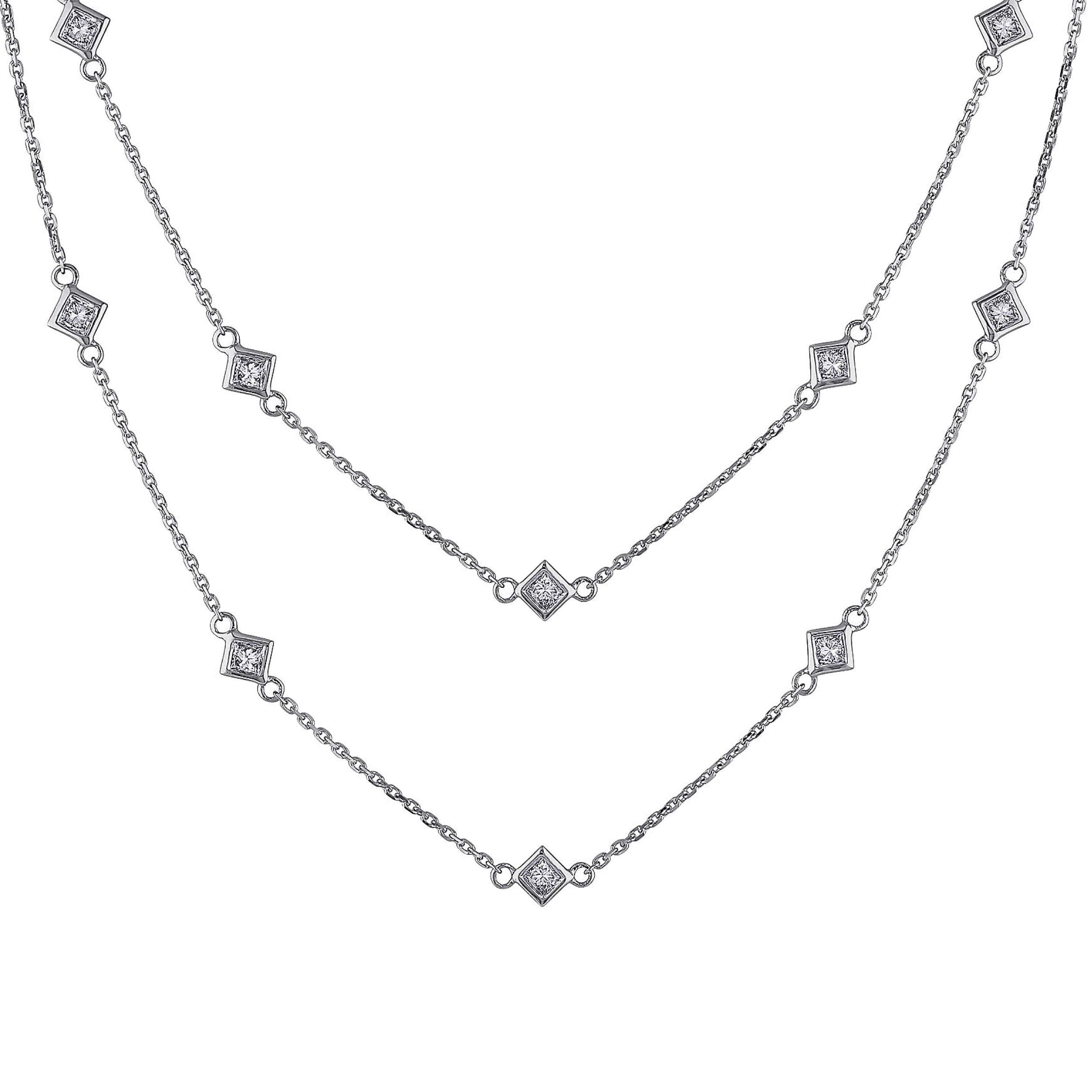 Silver Cz Long Necklace