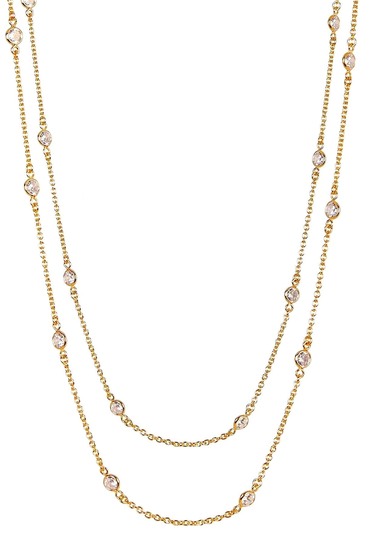 18k Gold Plated Sterling Silver Cz Station Necklace - Liv Oliver