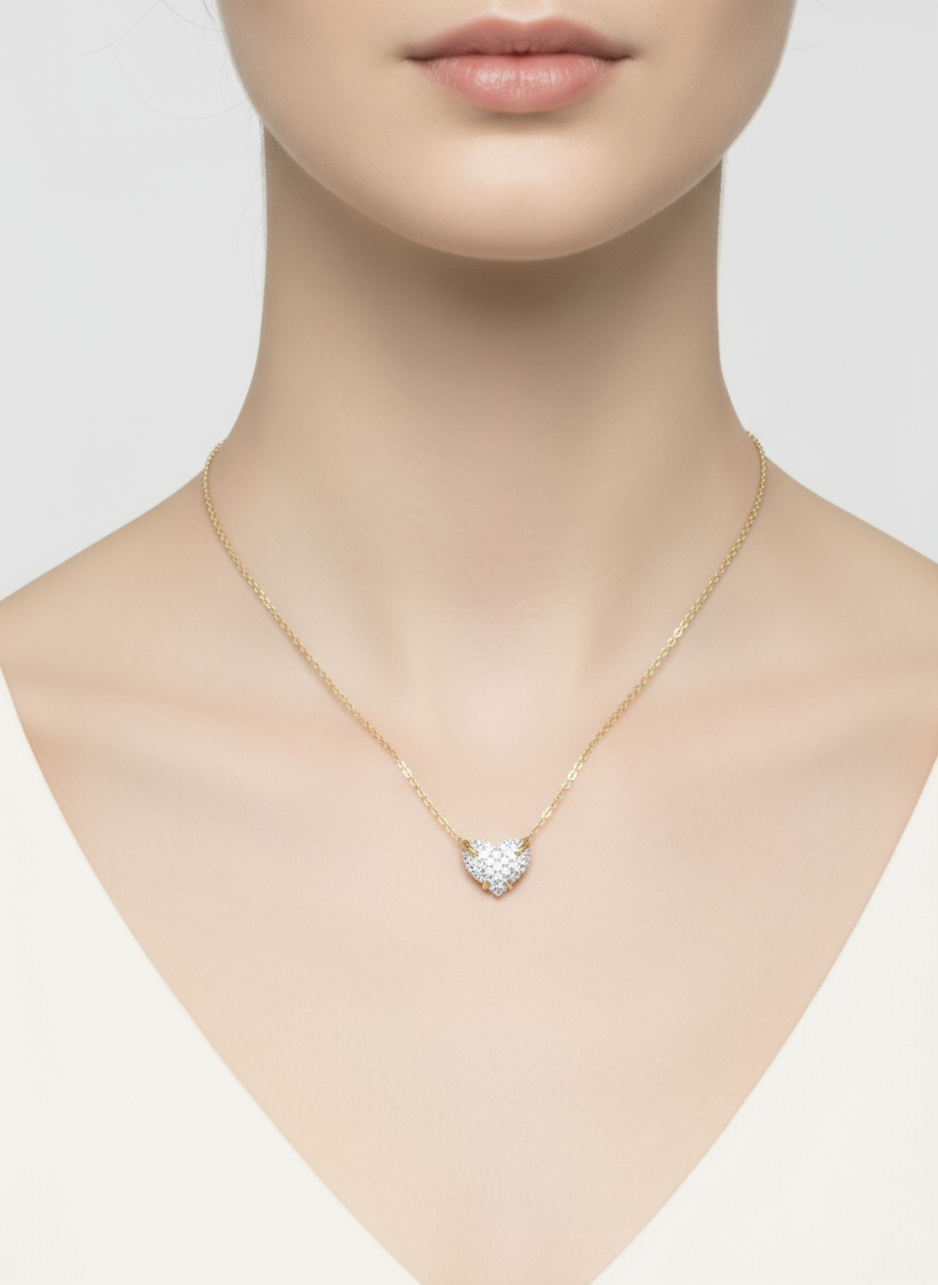 18K Gold Embellished Heart Necklace