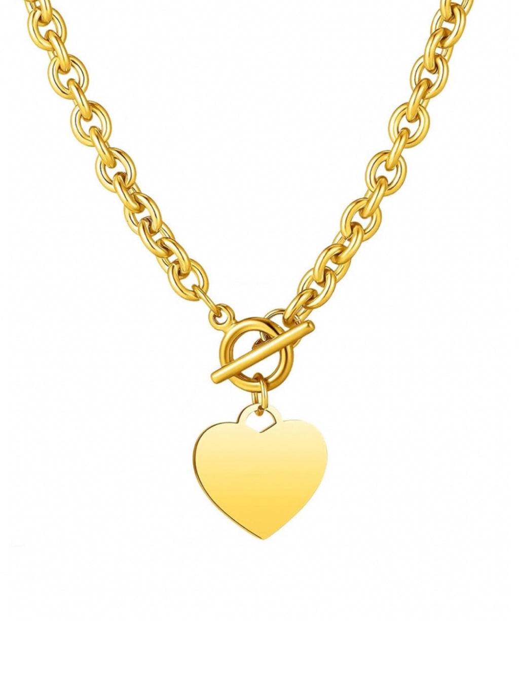 18K Gold Heart Charm Necklace
