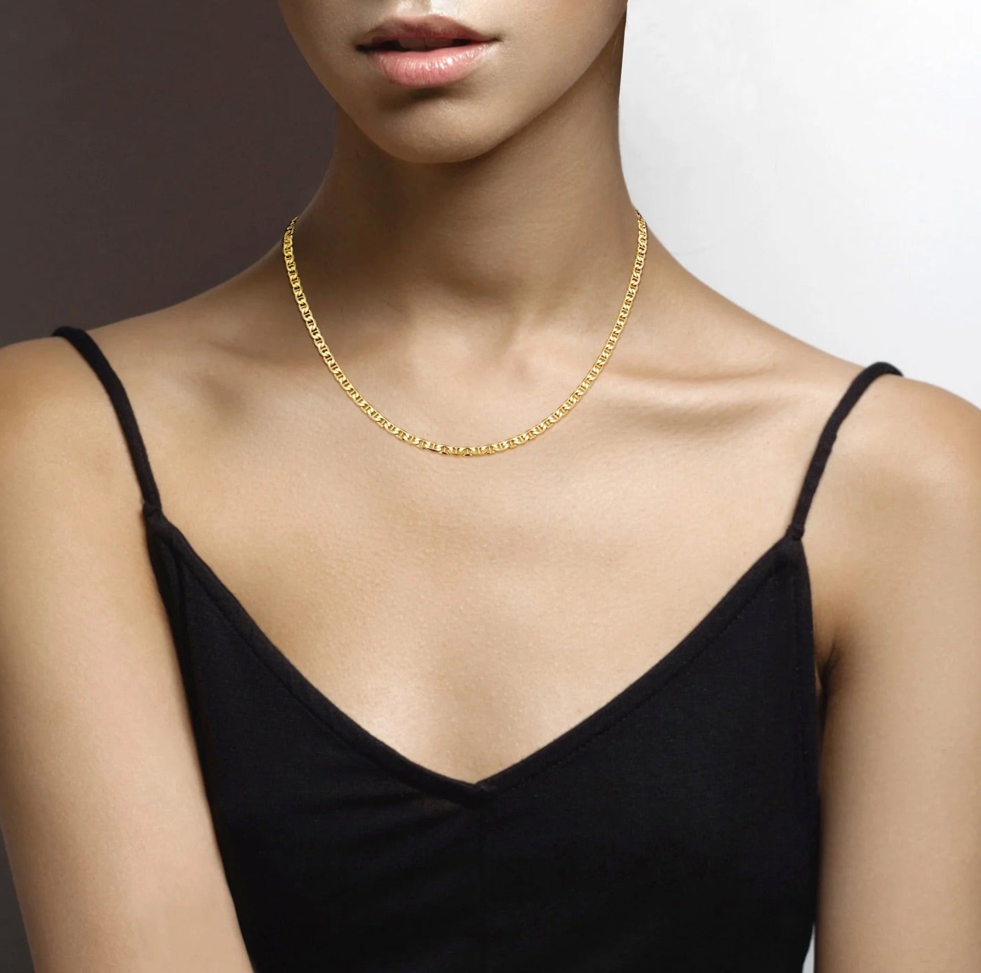 18K Gold Italian Chain Link Necklace