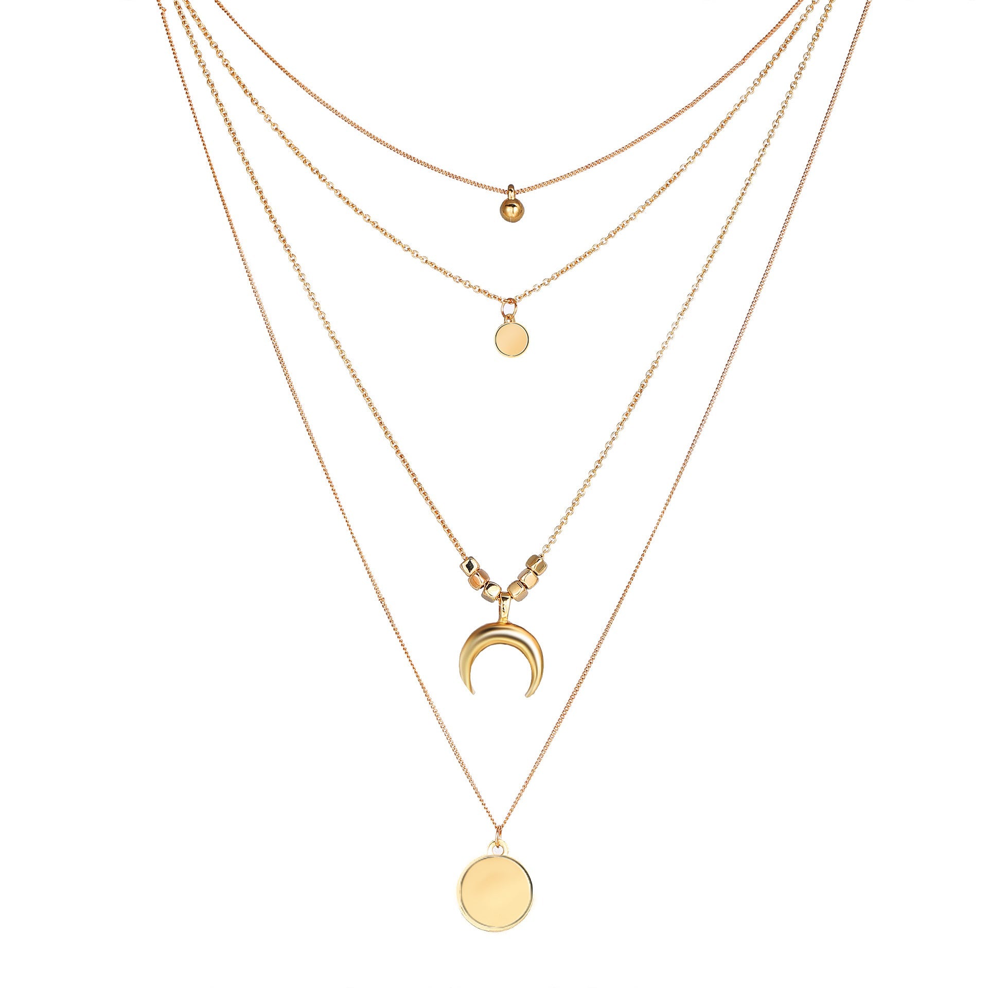 18K Gold Multi Strand Disc Layer Necklace - Liv Oliver