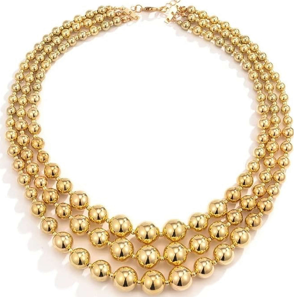 18K Gold Multi Link Layer Statement Necklace - Liv Oliver
