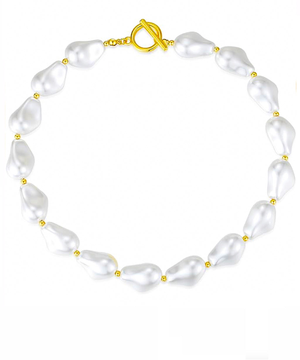18K Gold Baroque Pearl Necklace - Liv Oliver