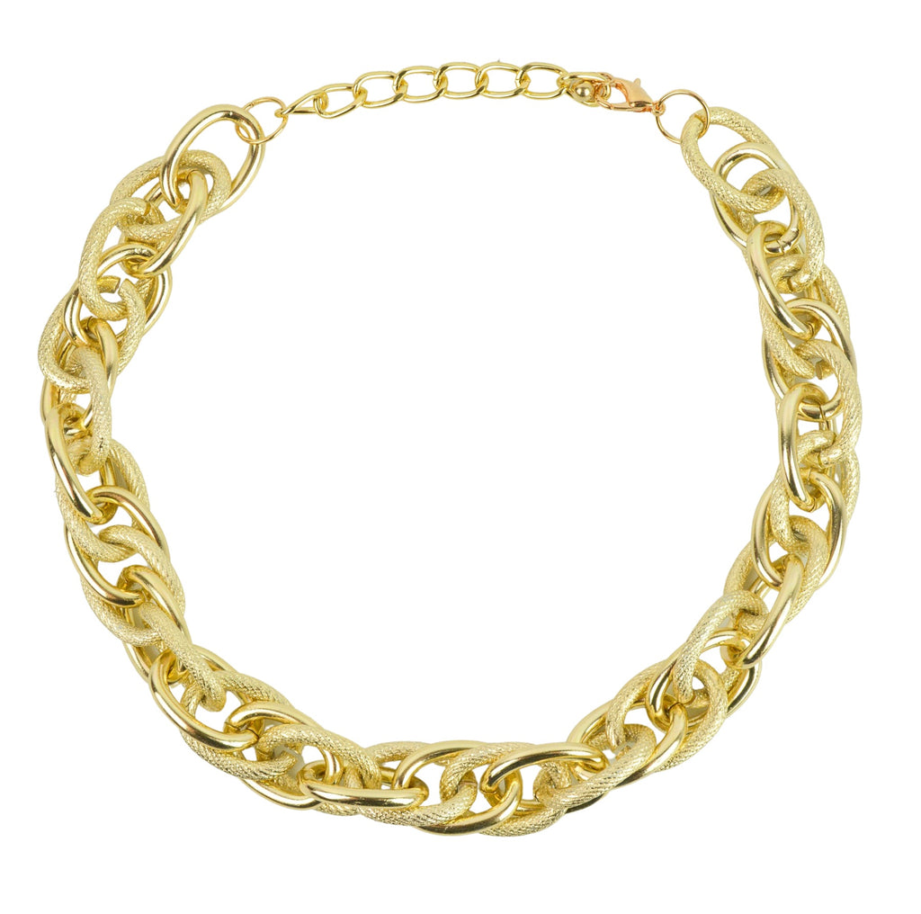 18K Gold Textured Link Necklace