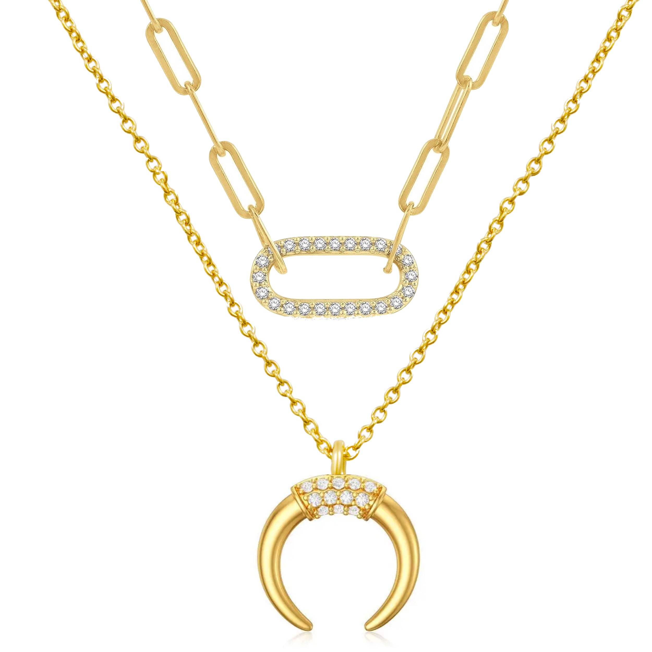 18K Gold Multi Layer Embellished Necklace - Liv Oliver