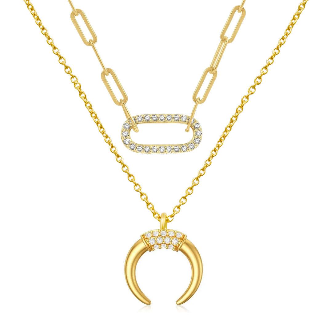 18K Gold Multi Layer Embellished Necklace - Liv Oliver