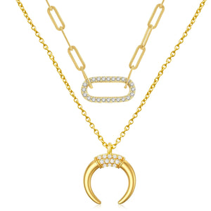 18K Gold Multi Layer Embellished Necklace - Liv Oliver