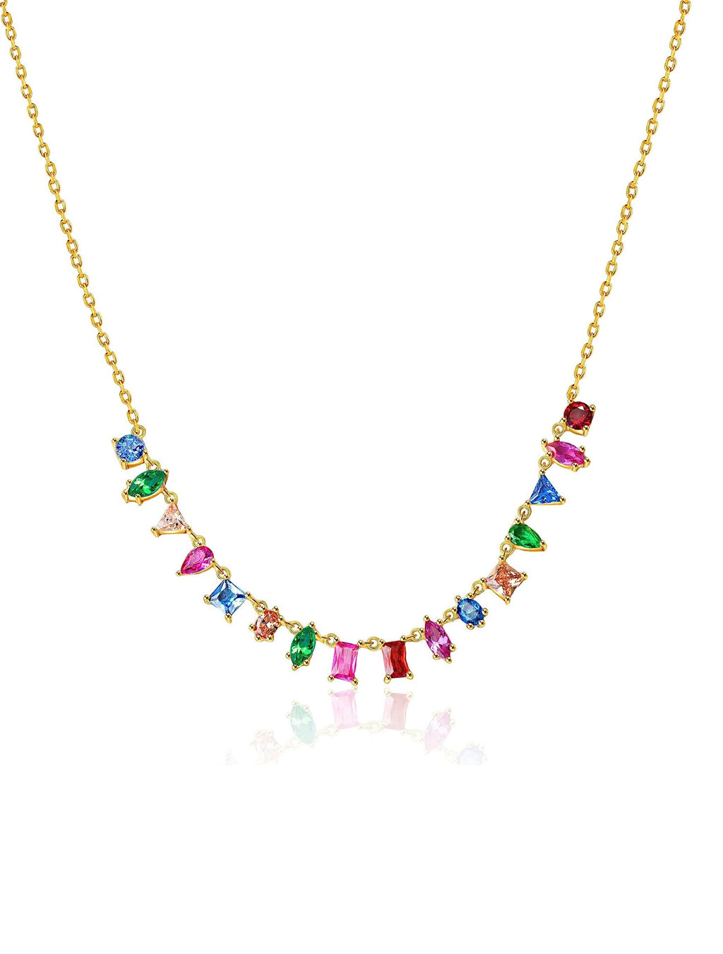 18k Gold Multi Color Multi shape Drape Necklace