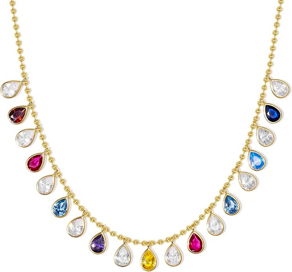 18k Gold Multi Color Drape Necklace
