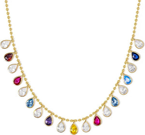 18k Gold Multi Color Drape Necklace