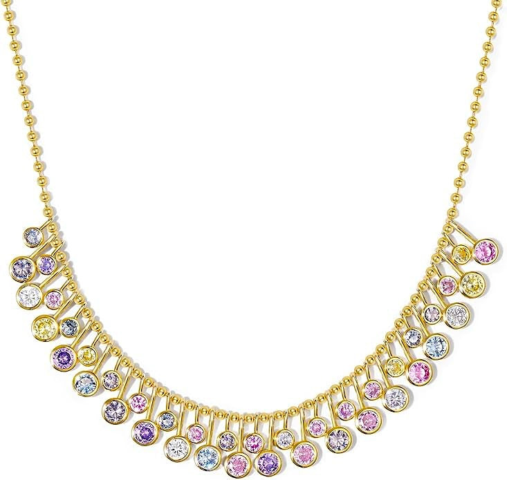 18k Gold Multi Fancy Color Drape Necklace