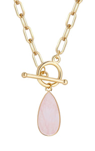 18k Gold Plated Rose Quartz Drop Necklace