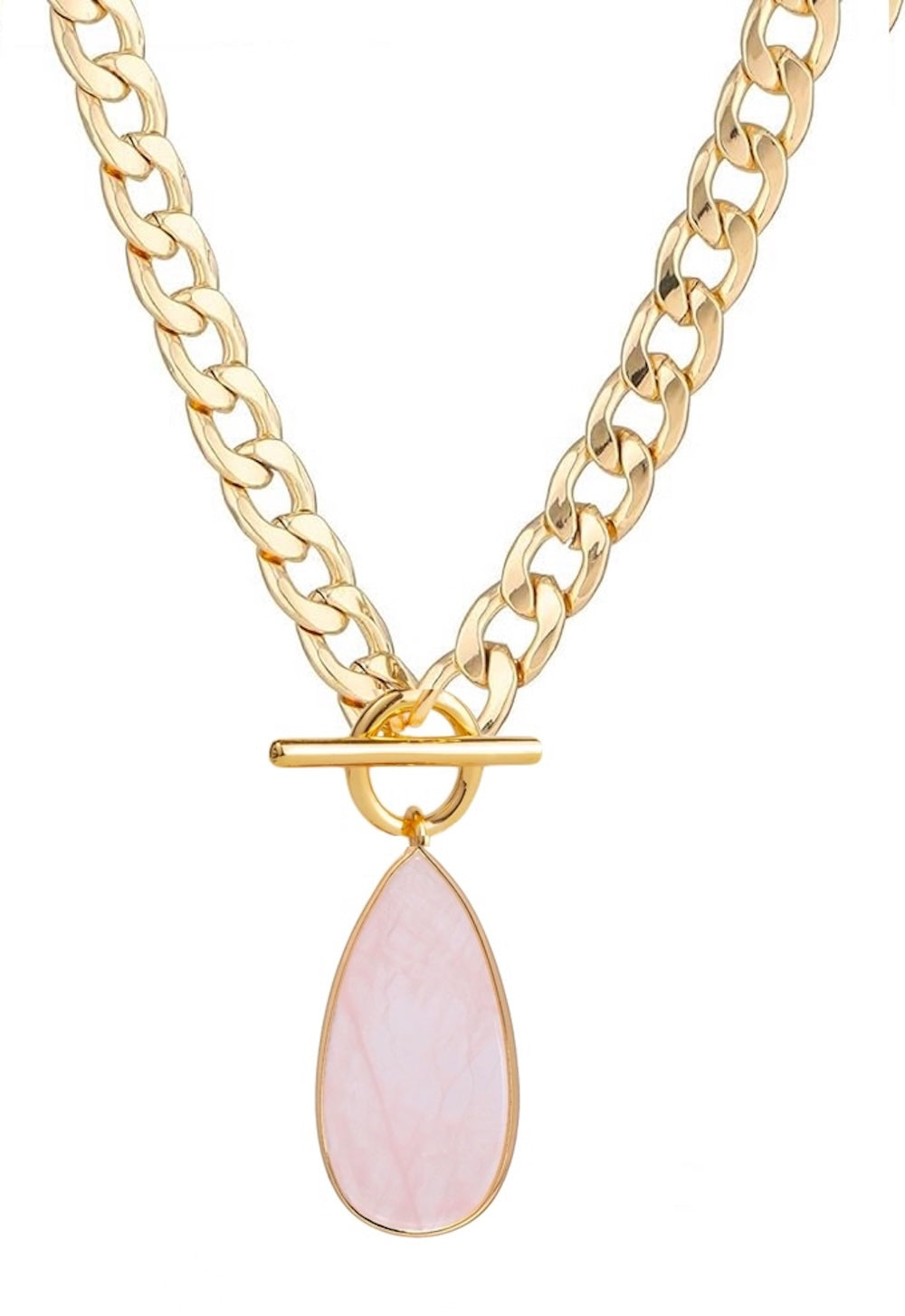 18k Gold Plated Rose Quartz Drop Necklace