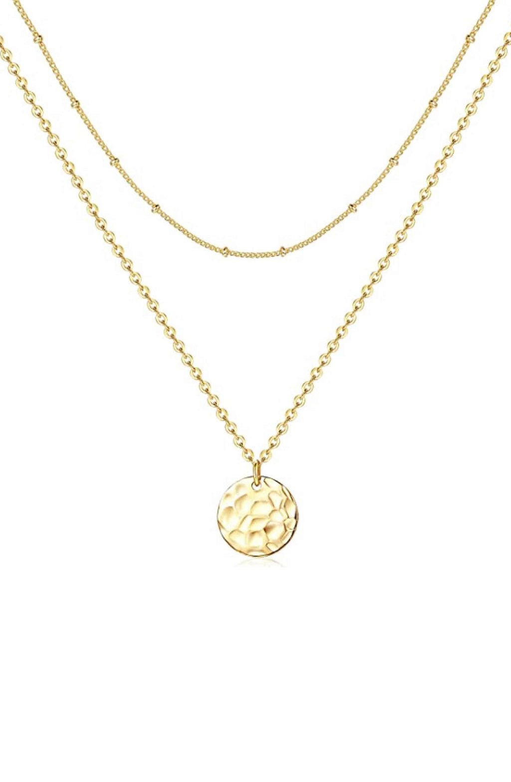 18K Gold Double Layer Hammer Necklace - Liv Oliver