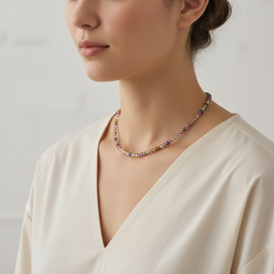 18K Gold Multi Tourmaline Necklace