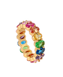 18k Gold Multi Color Oval Eternity Ring