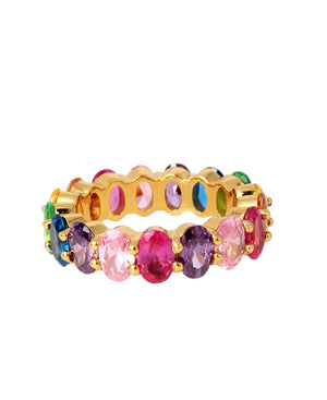 18k Gold Multi Color Oval Eternity Ring