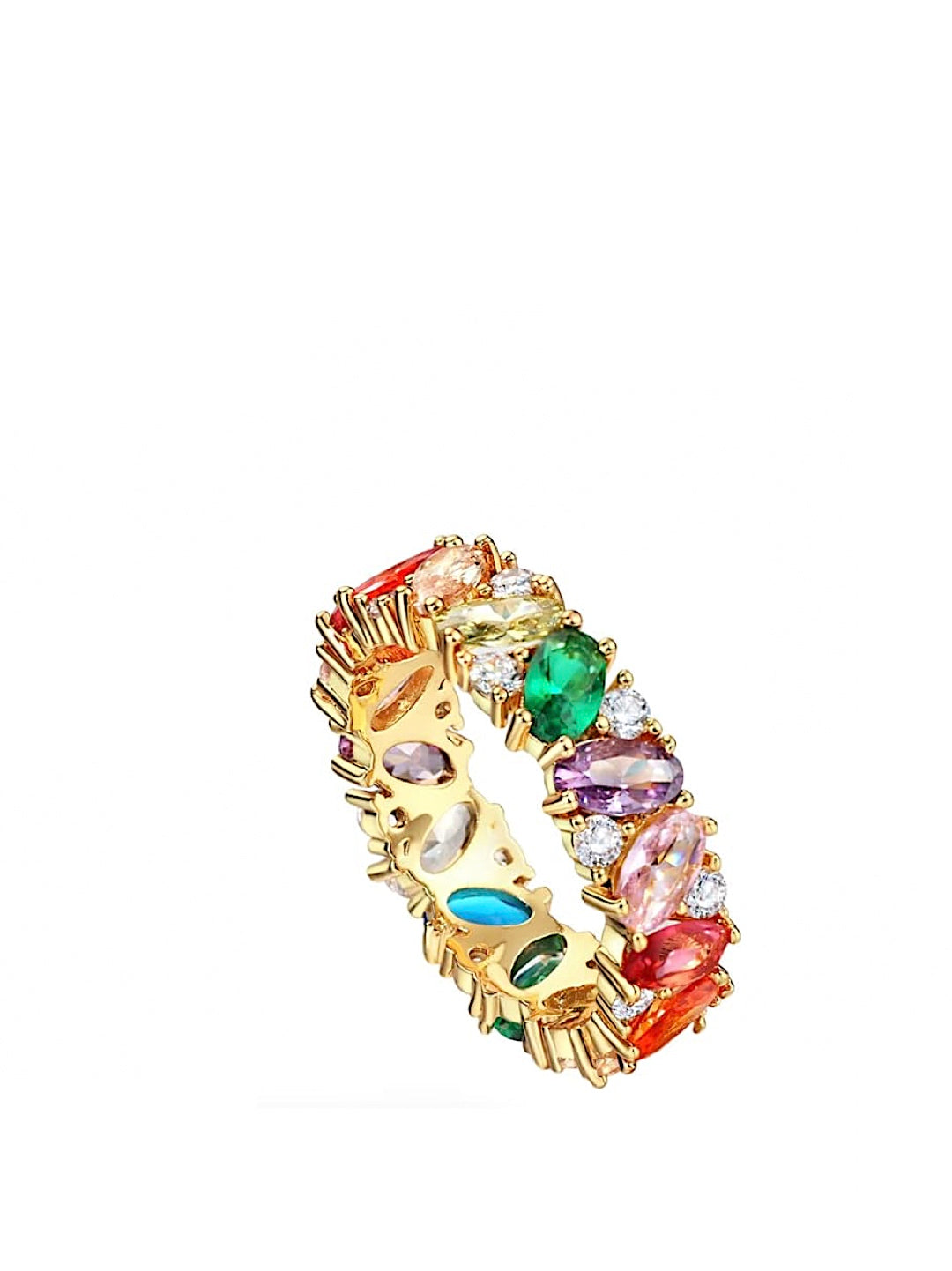 18k Gold Multi Color Eternity Band Ring