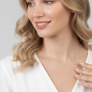 Silver Bezel Set Multi CZ Necklace