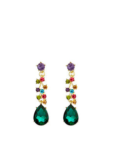 18k Gold Multi Green Drop Earrings