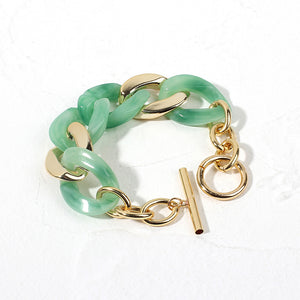 18K Gold Plated Green Link Bracelet