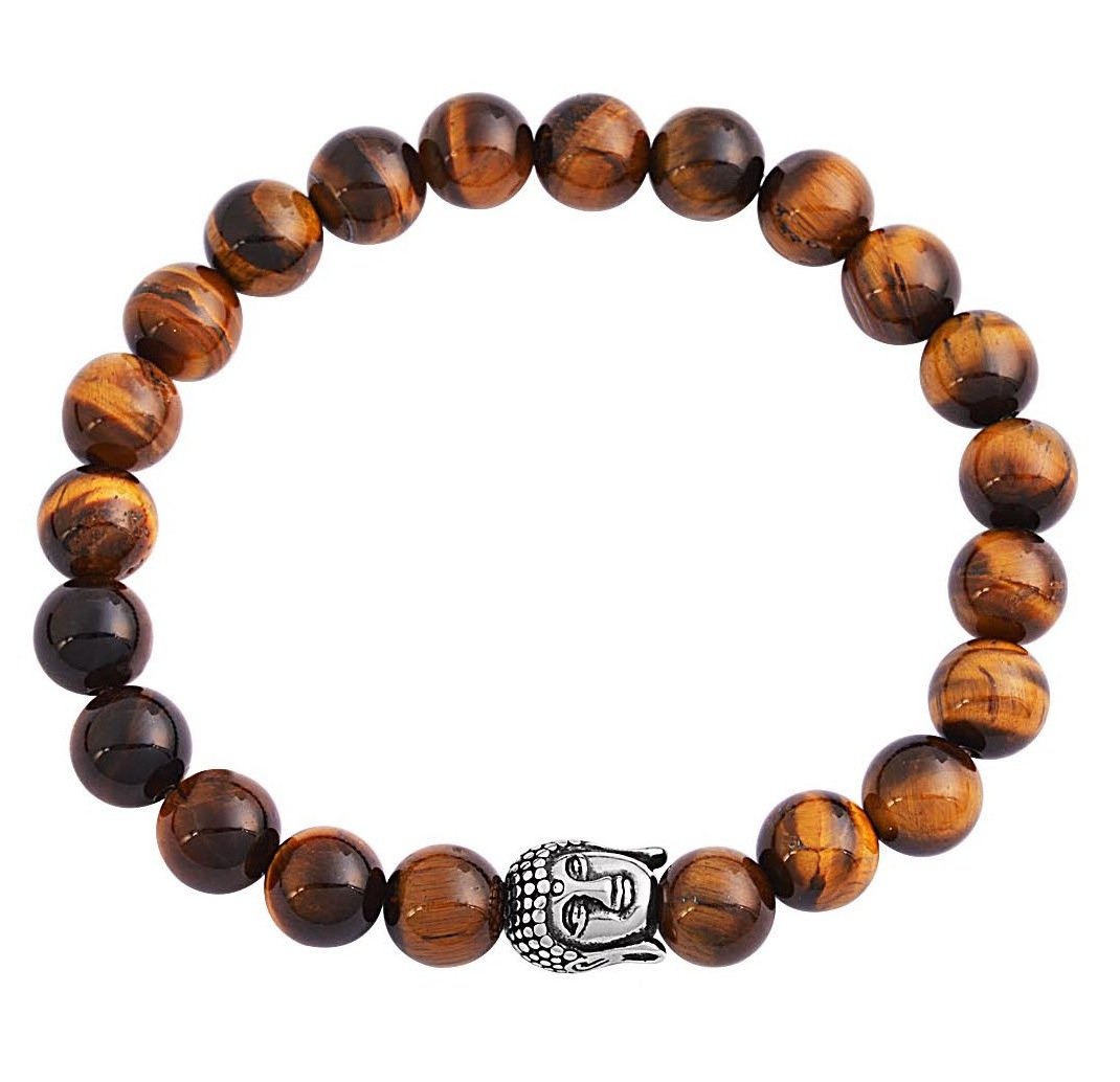 Tiger Eye Buddha Bracelet in Silver