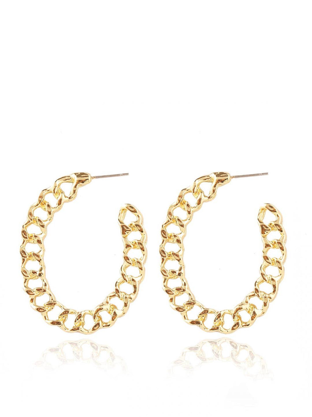 18k Gold Chain Hoop Earrings