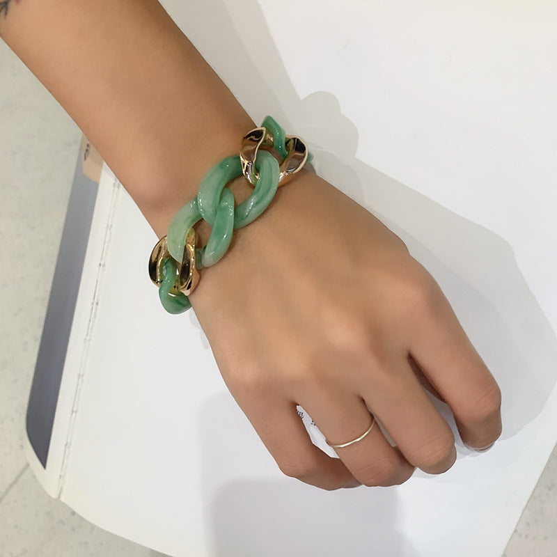 18K Gold Plated Green Link Bracelet