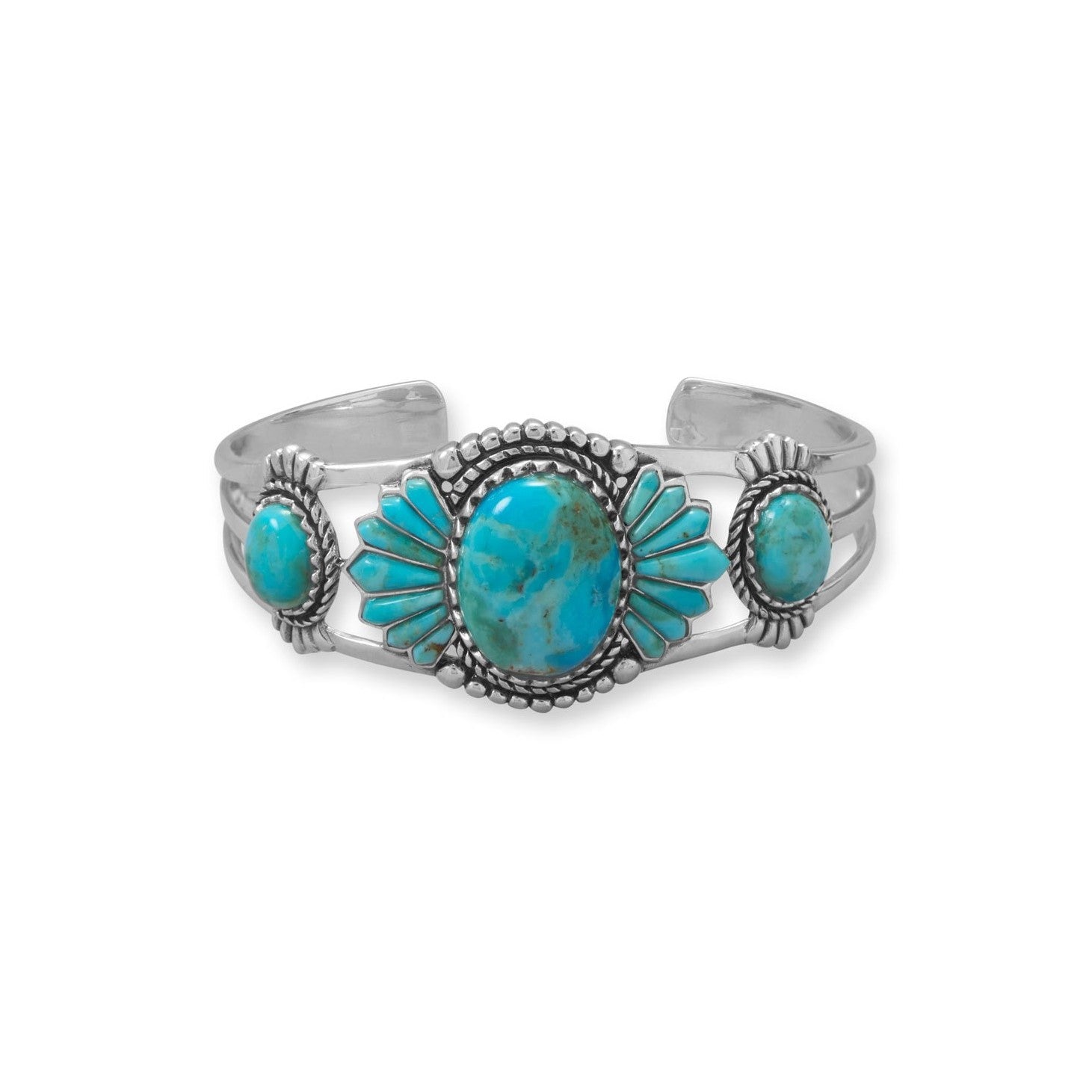 Sterling Silver Turquoise Western Cuff Bracelet
