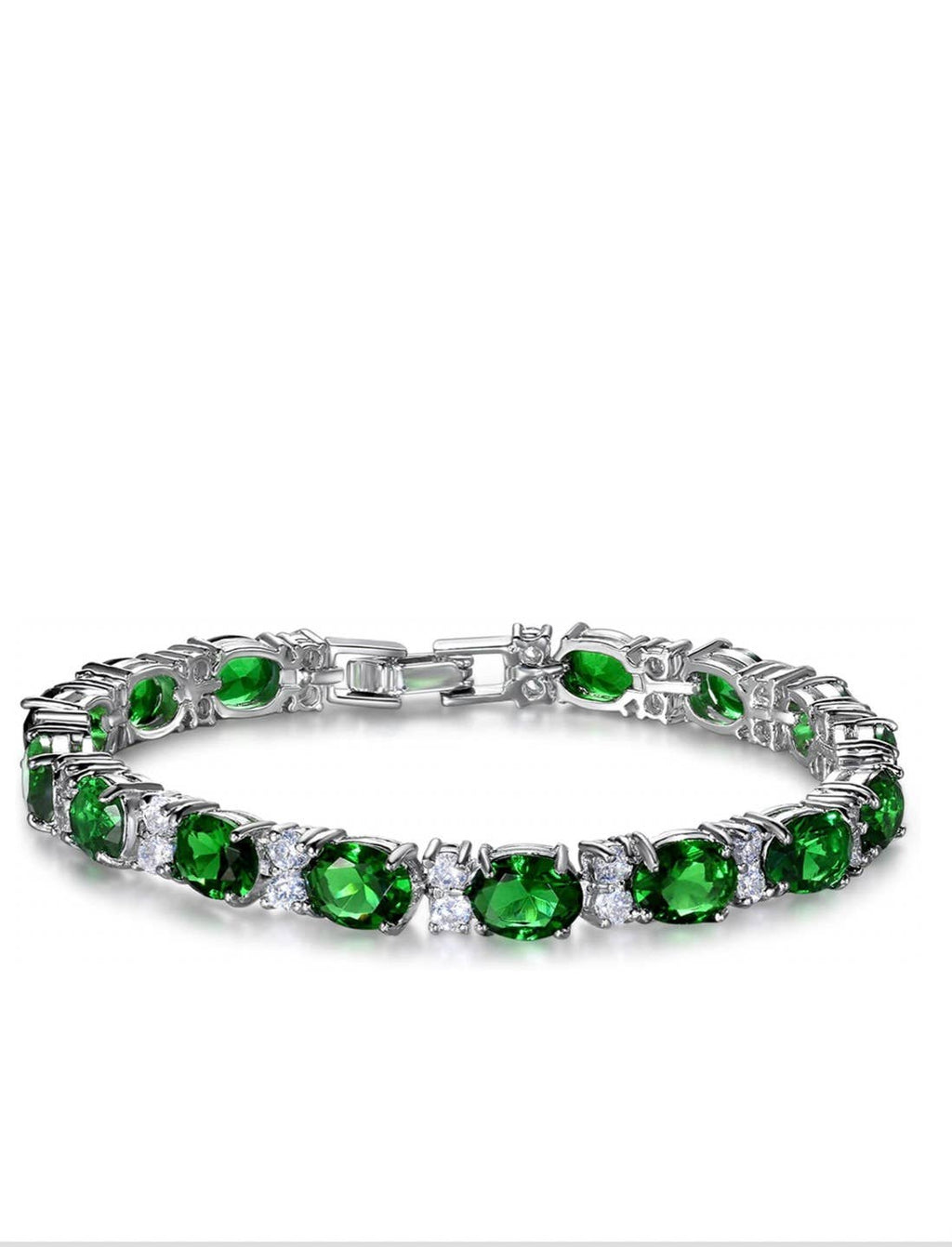 Silver Green Eternity Tennis Bracelet