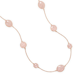 18k Rose Gold Plated Rose Quartz Gemstone Necklace