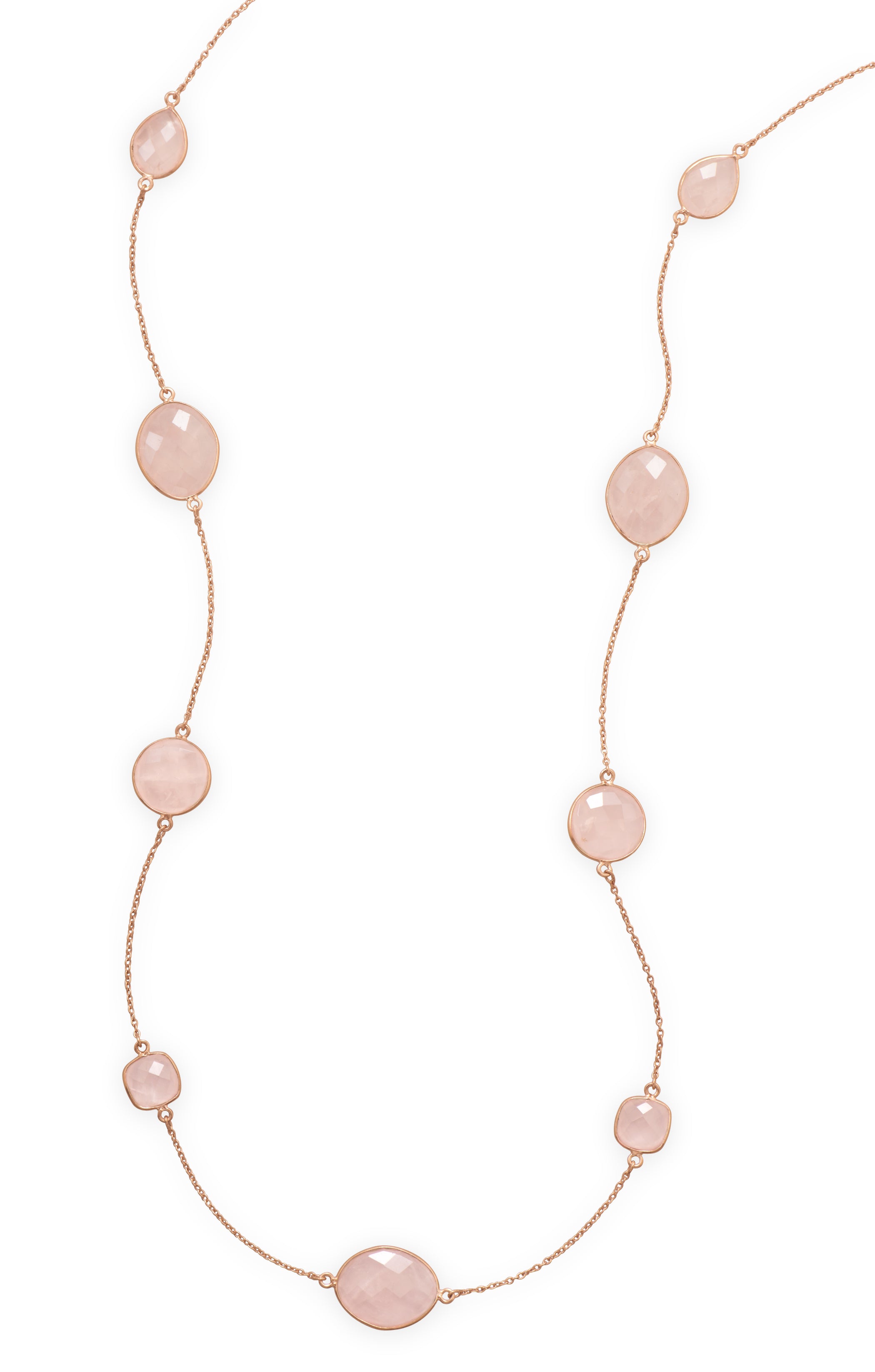 18k Rose Gold Plated Rose Quartz Gemstone Necklace