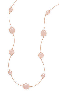 18k Rose Gold Plated Rose Quartz Gemstone Necklace