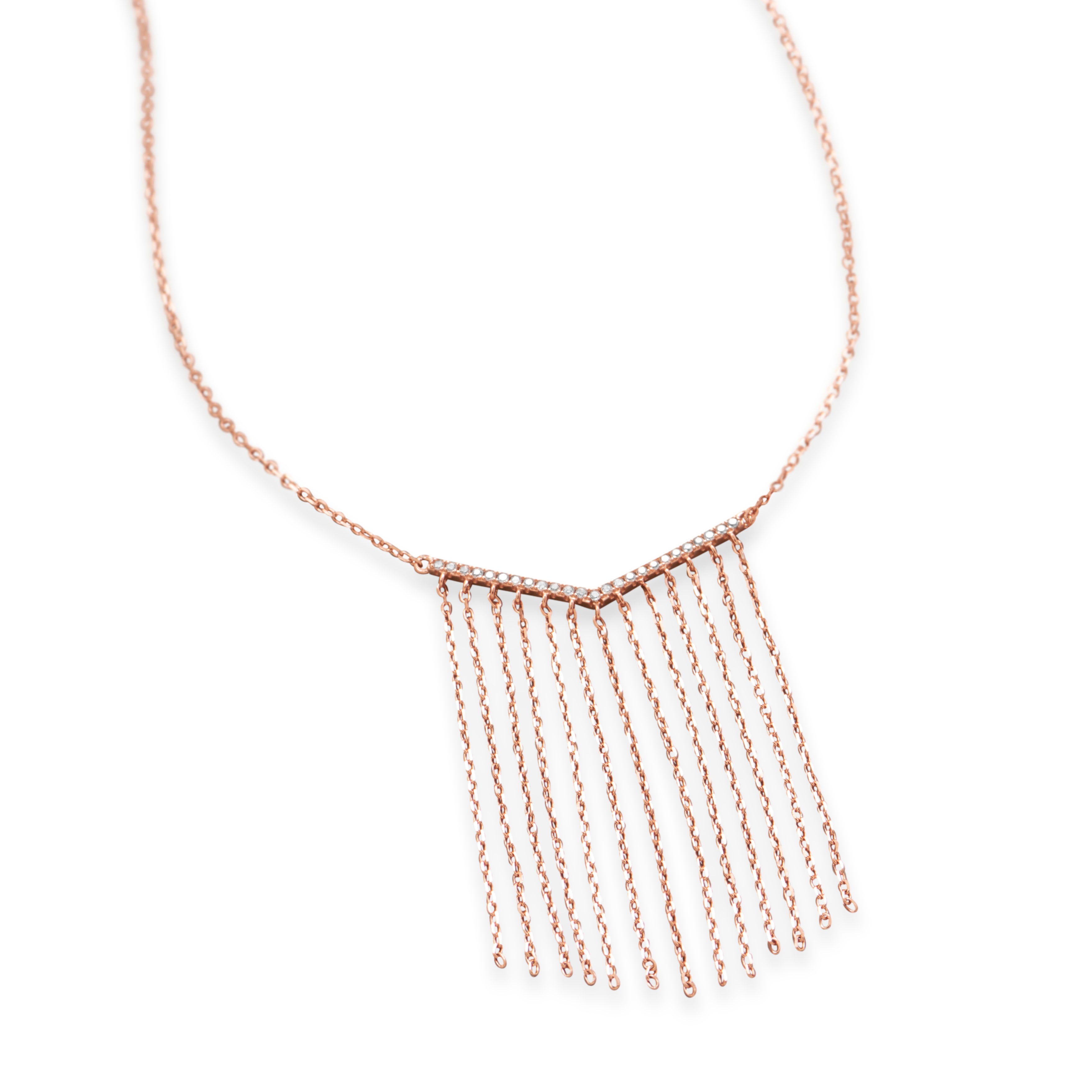 18K Rose Gold Multi Chain Embelisshed Necklace